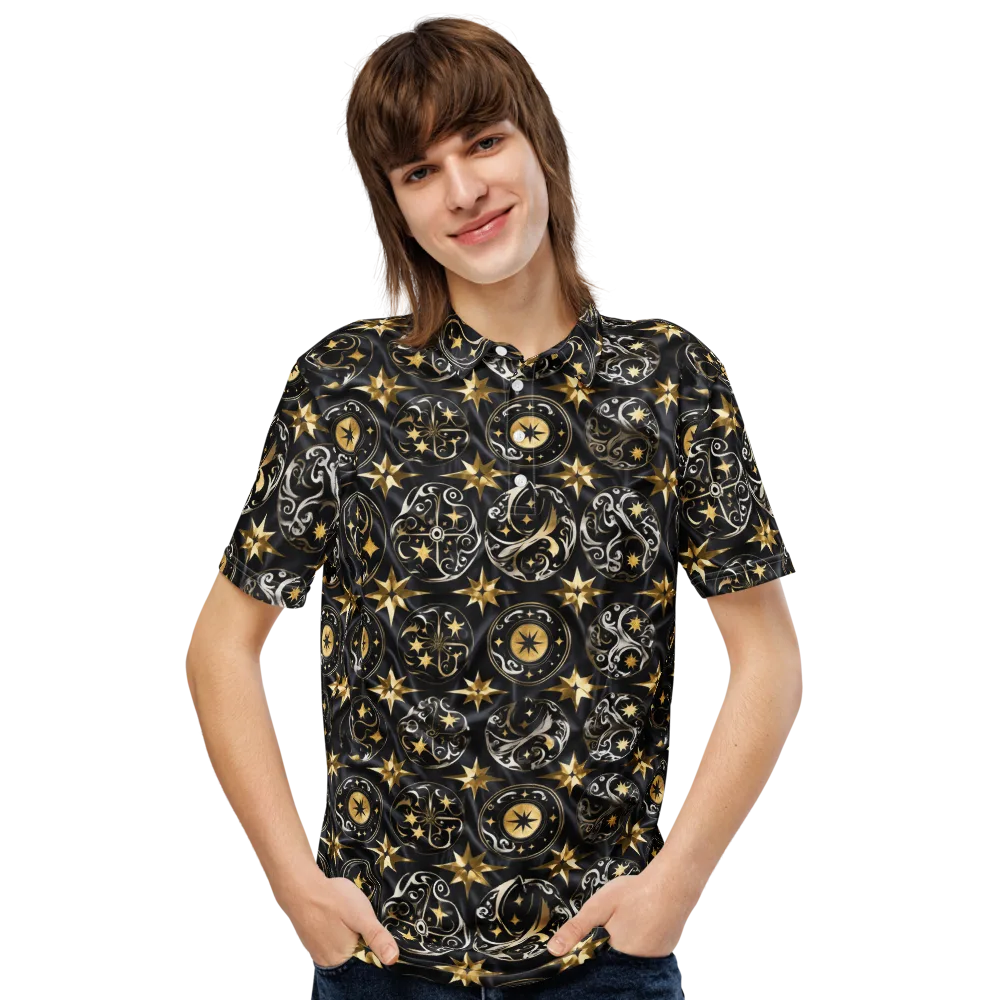 Midnight Compass on Men's Slim Fit Polo Shirt — Front