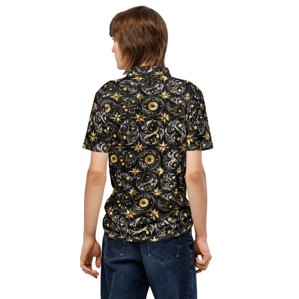 Midnight Compass on Men's Slim Fit Polo Shirt — Back