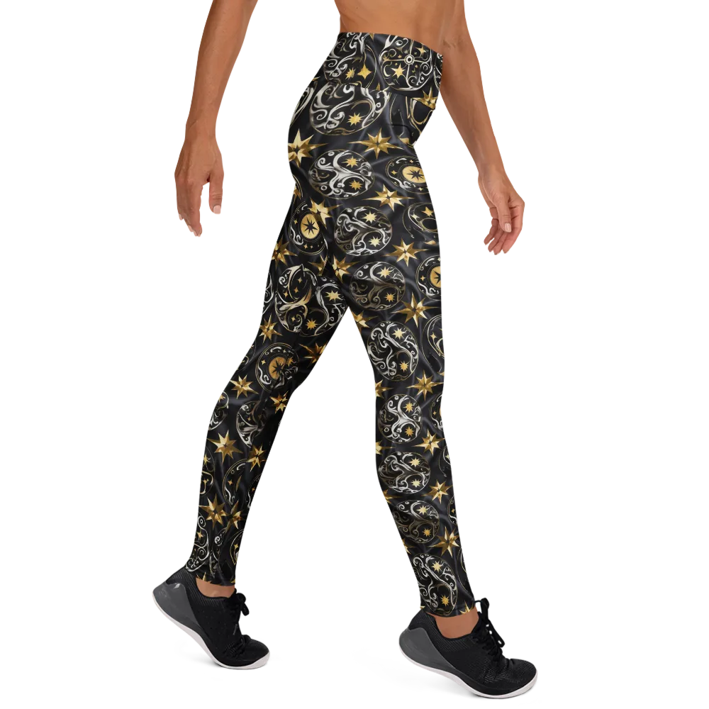 Midnight Compass on Yoga Leggings — Right