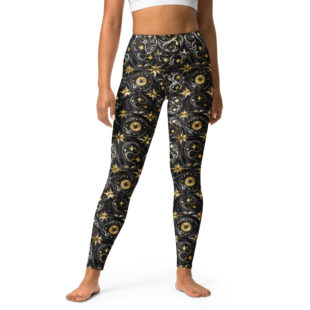 Midnight Compass on Yoga Leggings — Front