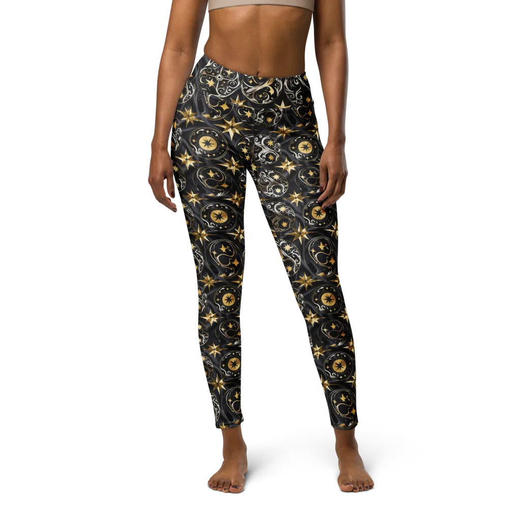 Midnight Compass on Yoga Leggings — Front