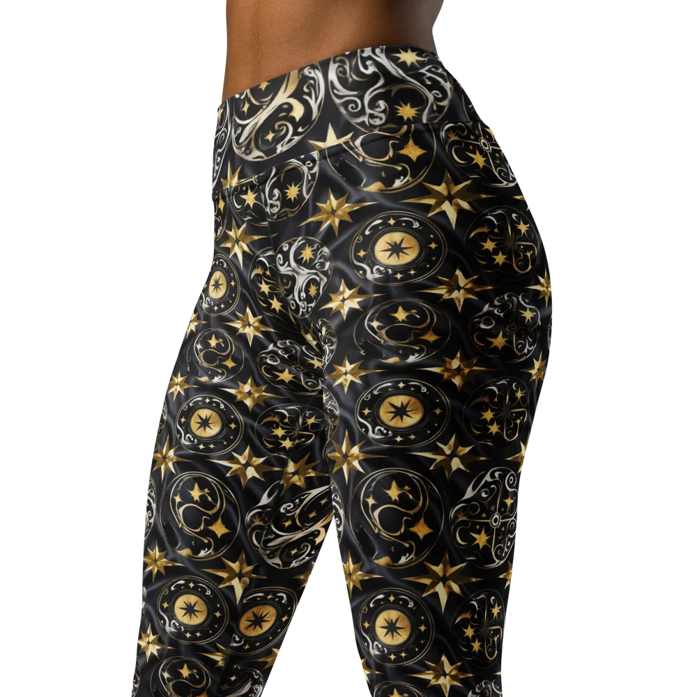 Midnight Compass on Yoga Leggings — Left Front