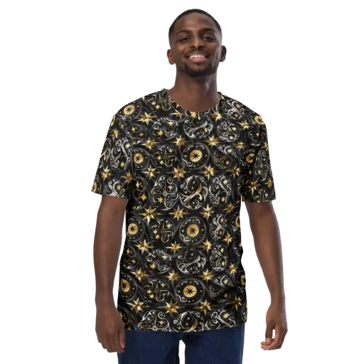 Midnight Compass on a Men's Crew Neck T-Shirt