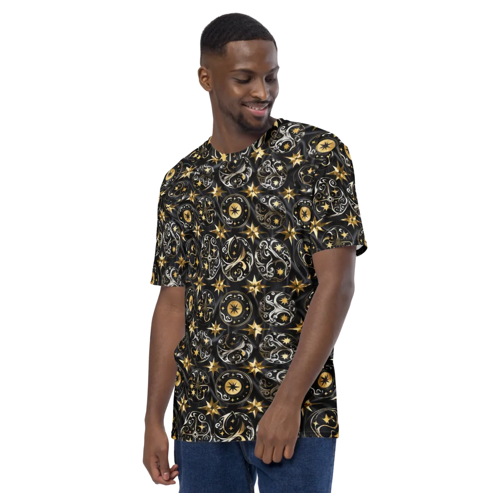 Midnight Compass on Men's Crew Neck T-Shirt — Left