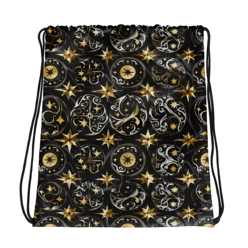 Midnight Compass on a Drawstring Bag