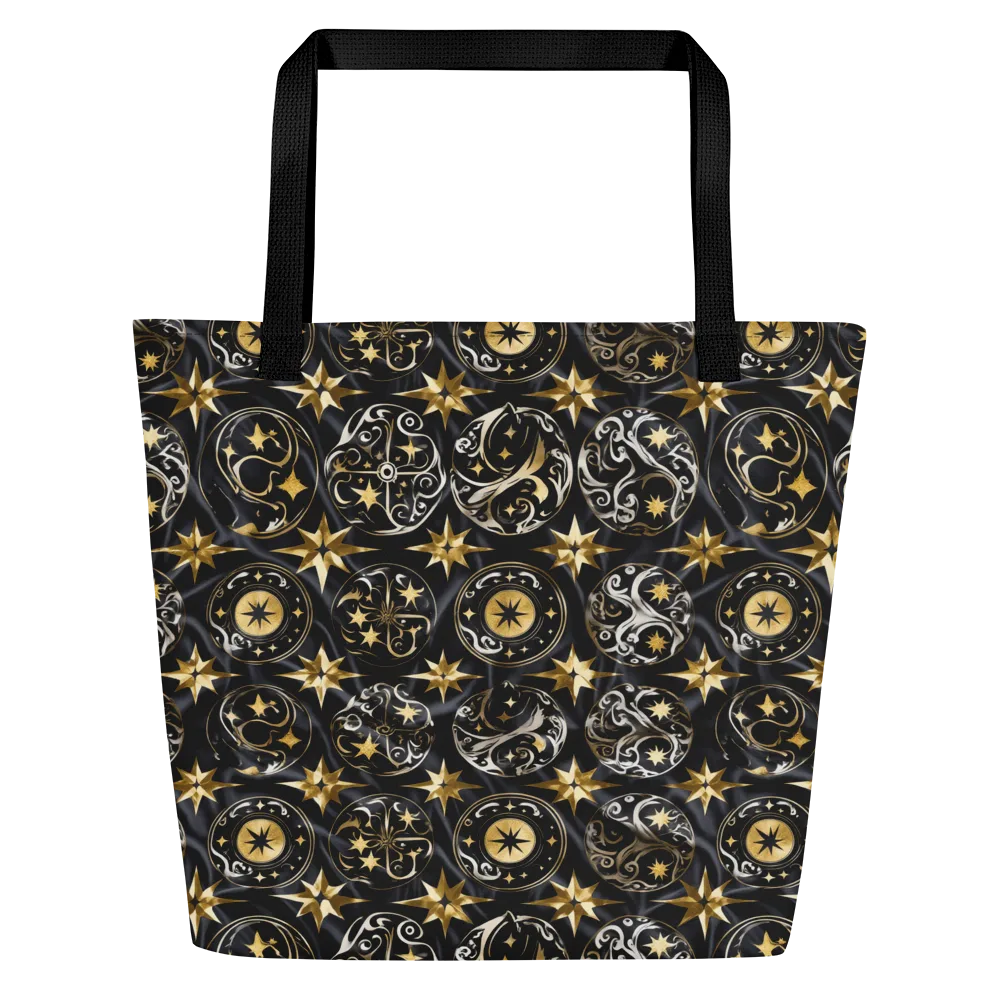Midnight Compass on Large Tote Bag W/ Pocket — Front