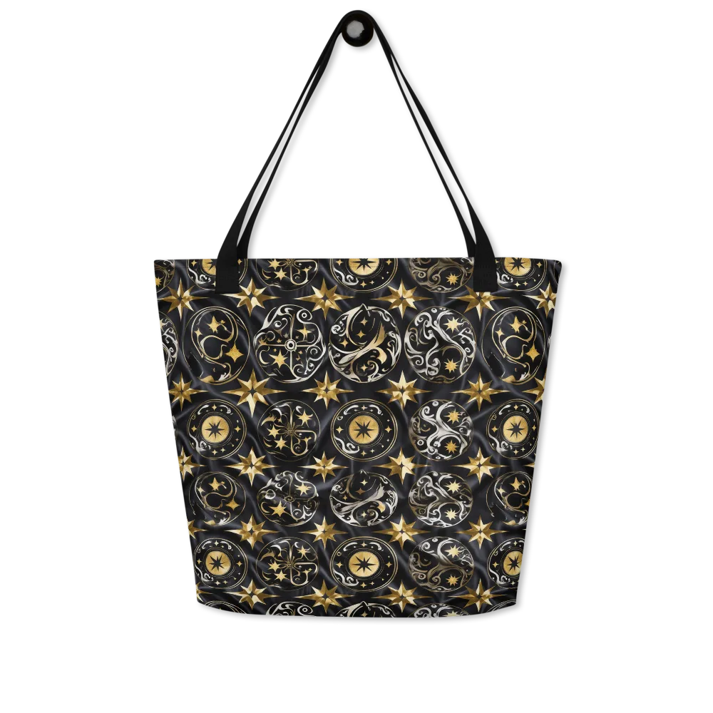 Midnight Compass on Large Tote Bag W/ Pocket — Front