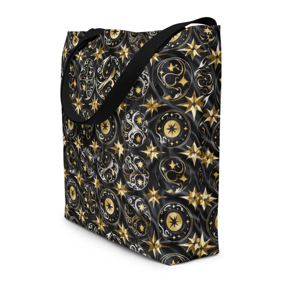 Midnight Compass on Large Tote Bag W/ Pocket — Front