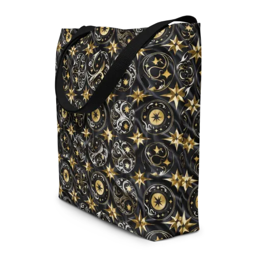 Midnight Compass on a Large Tote Bag W/ Pocket