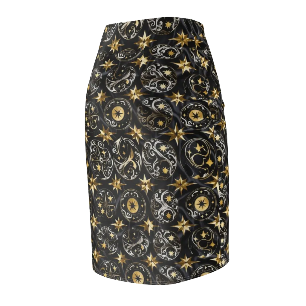 Midnight Compass on Pencil Skirt — Back Side