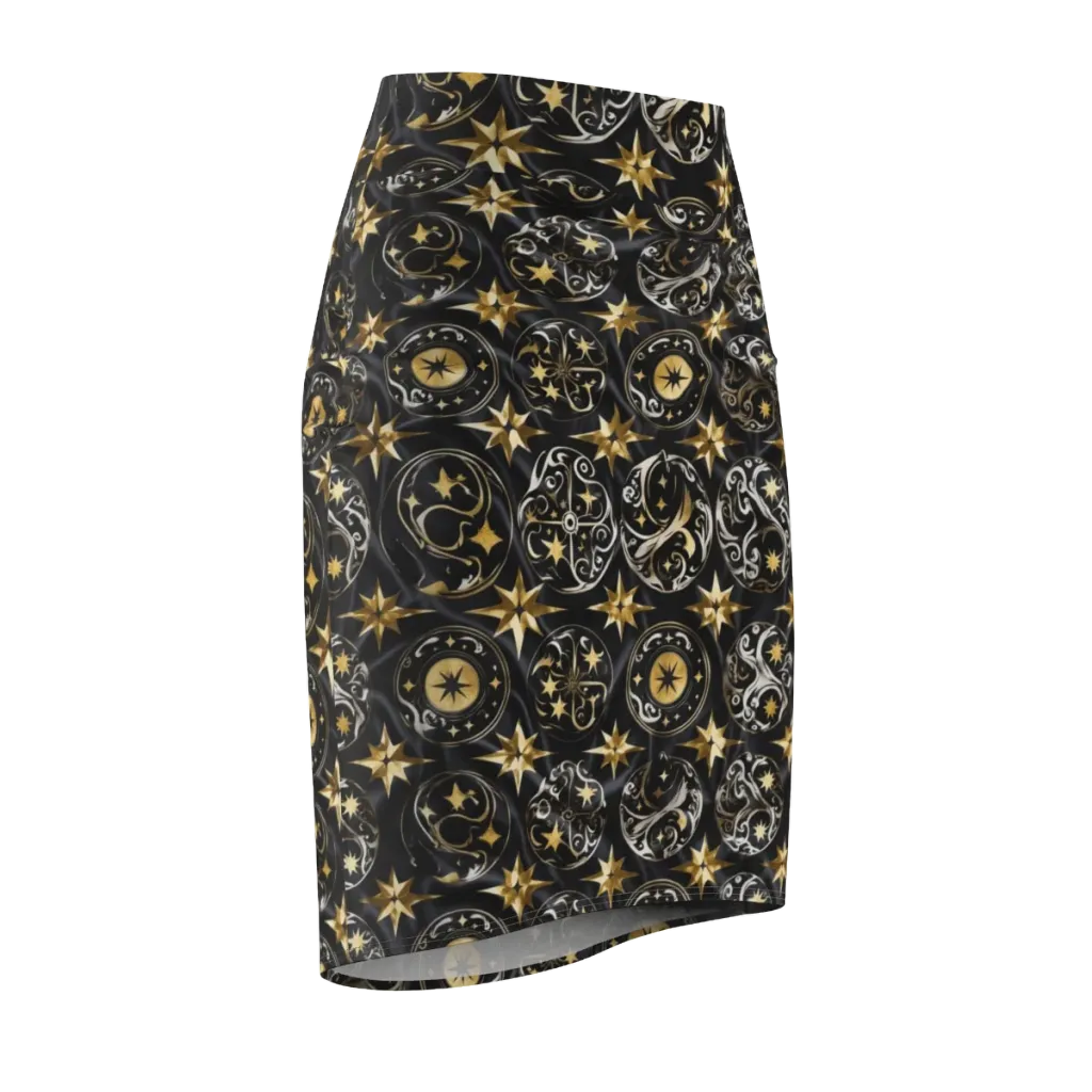 Midnight Compass on Pencil Skirt — Front Side