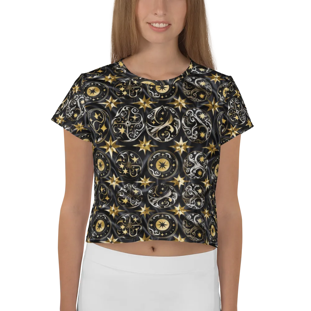 Midnight Compass on Crop Tee — Front