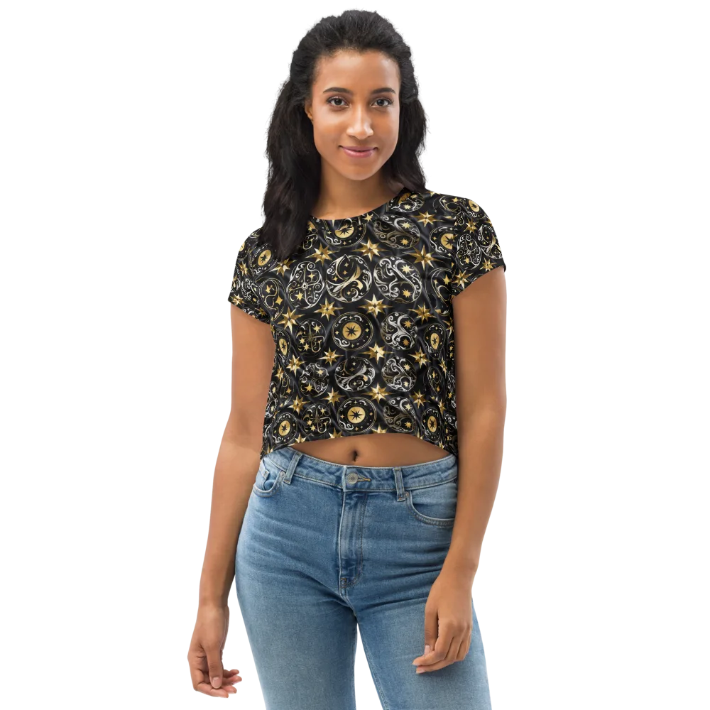 Midnight Compass on Crop Tee — Front