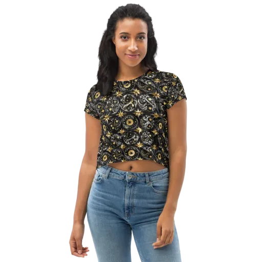 Midnight Compass on a Crop Tee