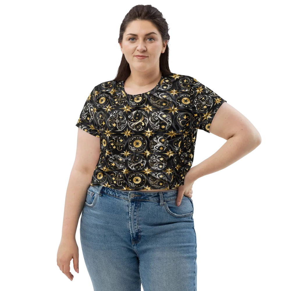 Midnight Compass on Crop Tee — Front