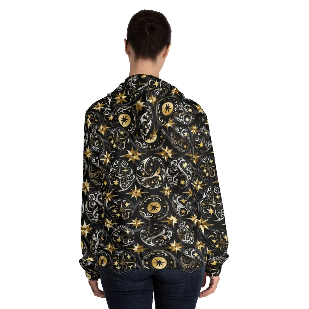 Midnight Compass on Women's Full-Zip Hoodie — Back On Person