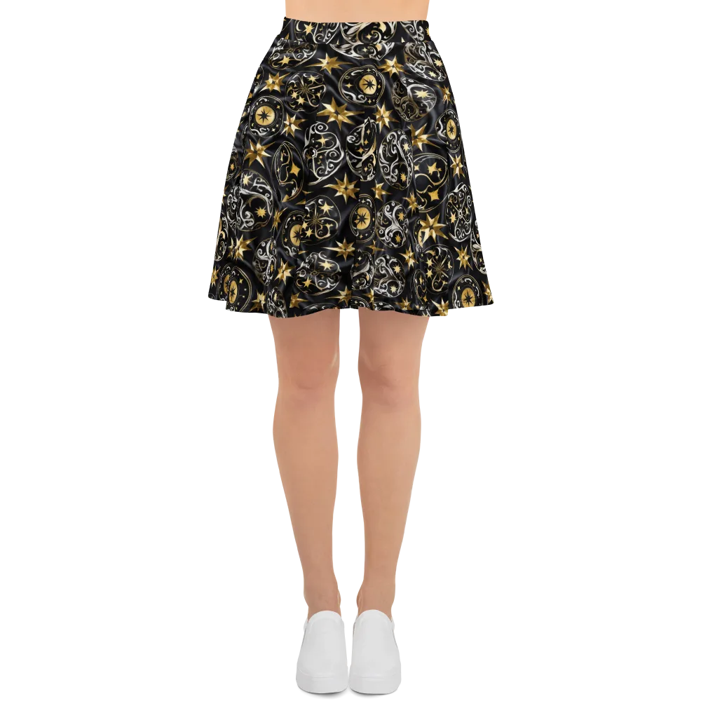 Midnight Compass on Skater Skirt — Front