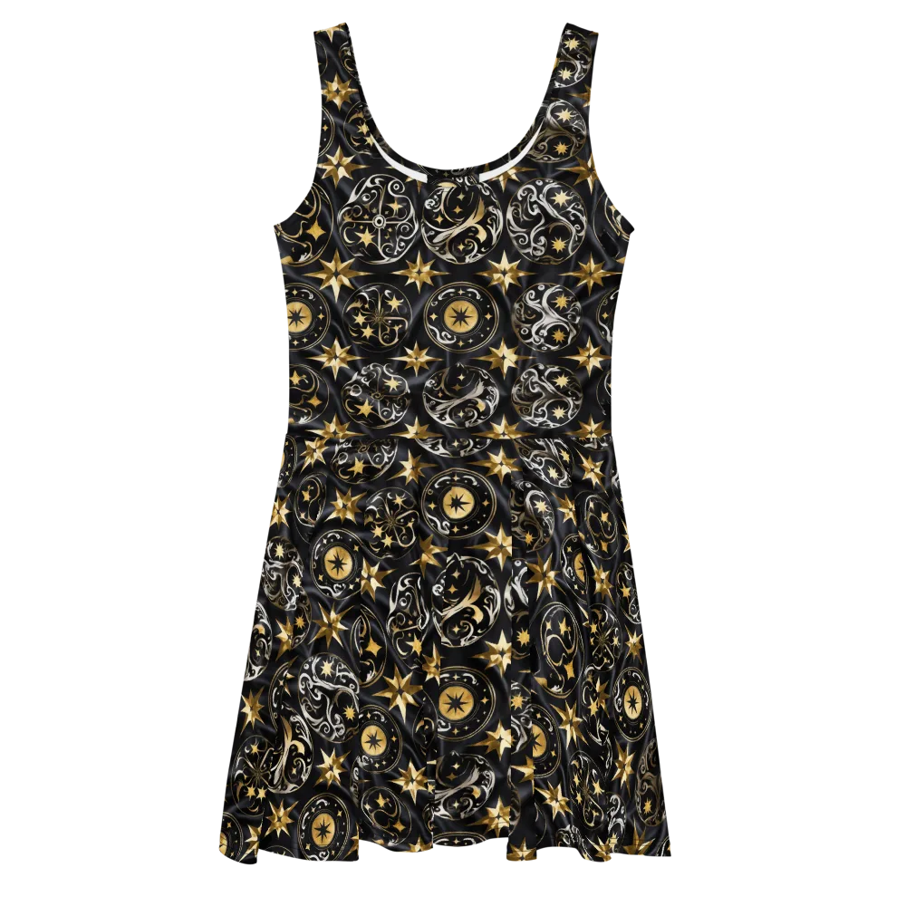 Midnight Compass on Skater Dress — Front