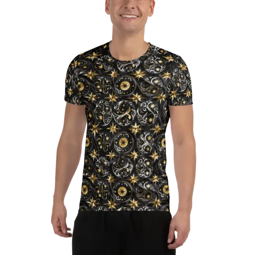 Midnight Compass on a Men's Athletic T-Shirt