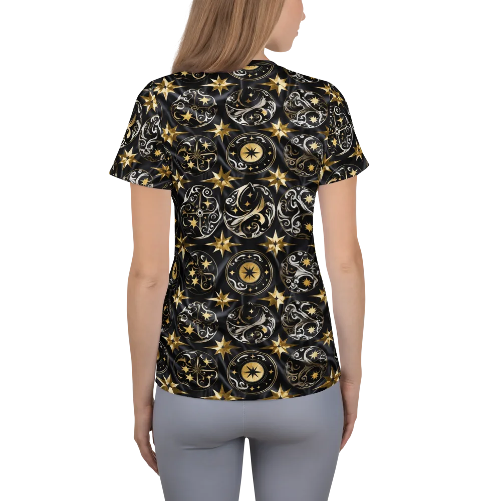 Midnight Compass on Women's Athletic T-Shirt — Back