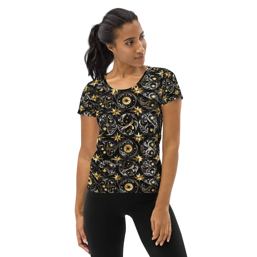 Midnight Compass on Women's Athletic T-Shirt — Front