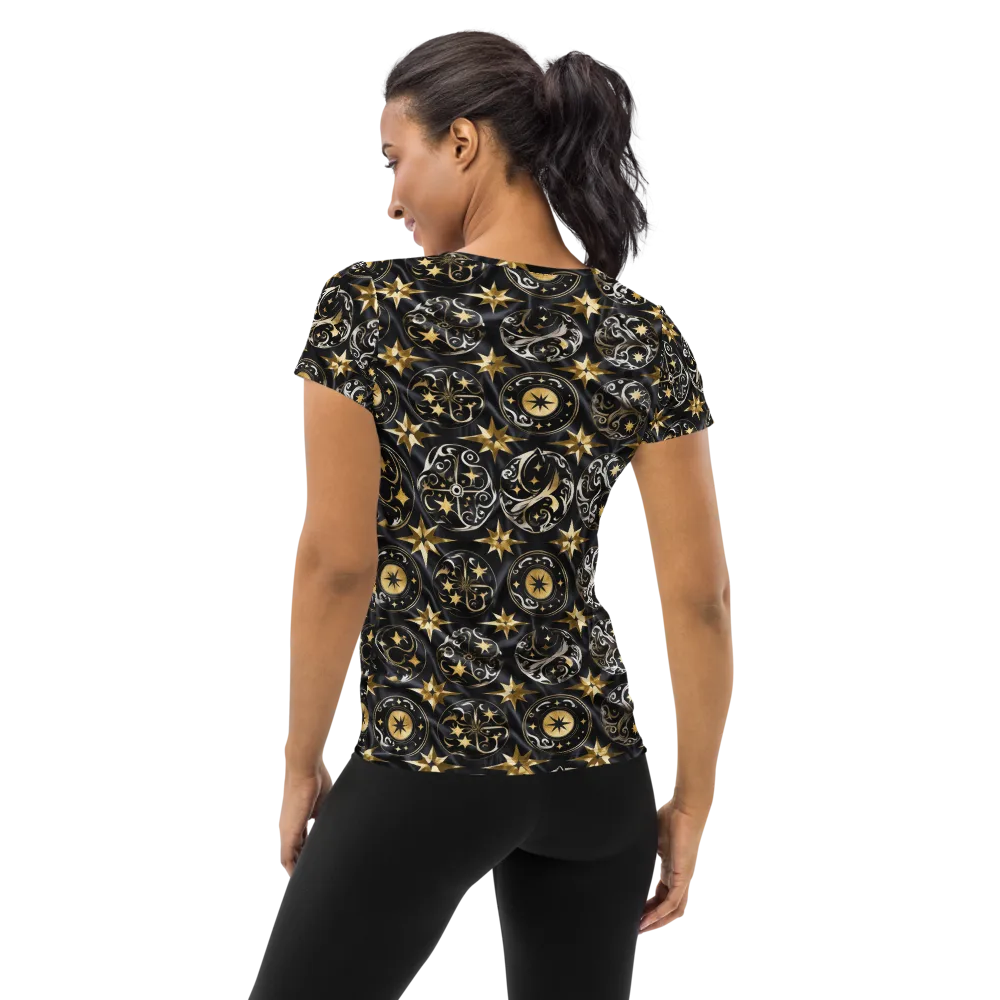 Midnight Compass on Women's Athletic T-Shirt — Back