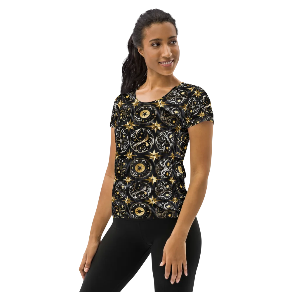 Midnight Compass on Women's Athletic T-Shirt — Left