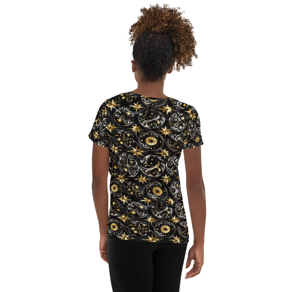Midnight Compass on Women's Athletic T-Shirt — Back