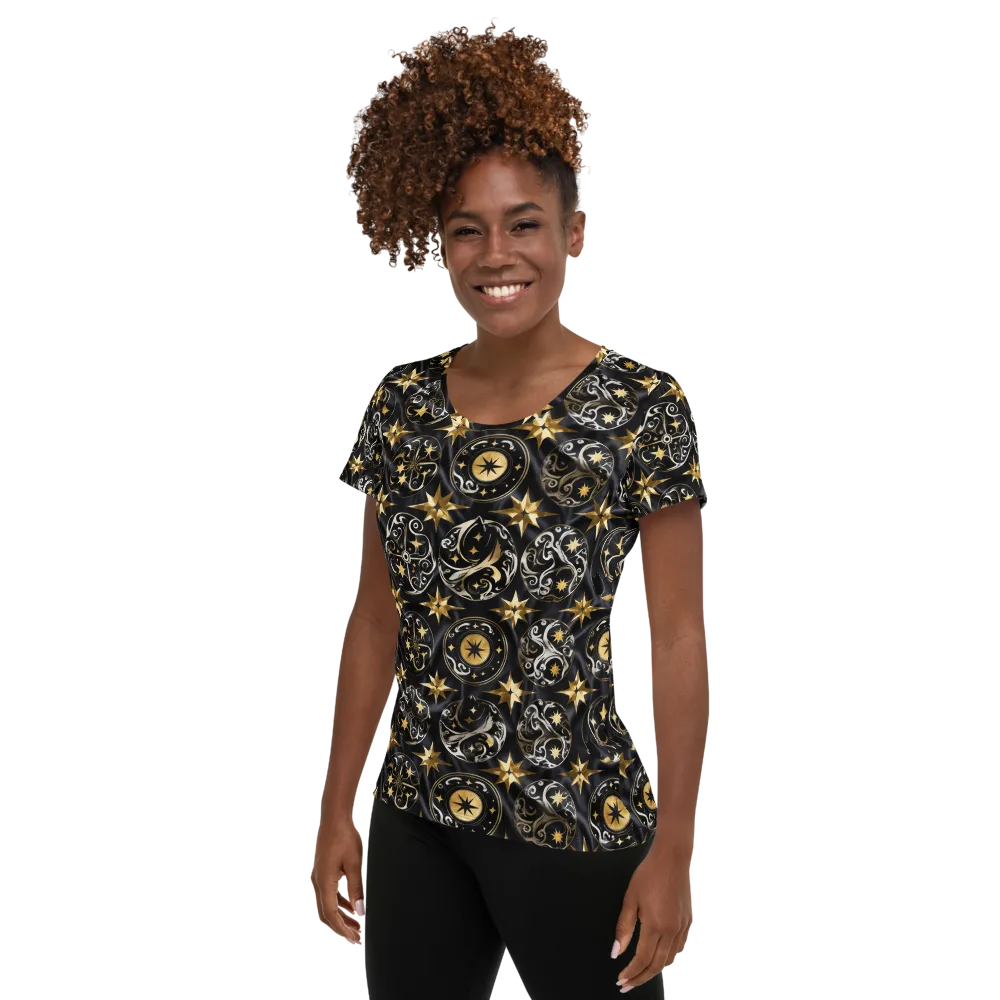 Midnight Compass on Women's Athletic T-Shirt — Left