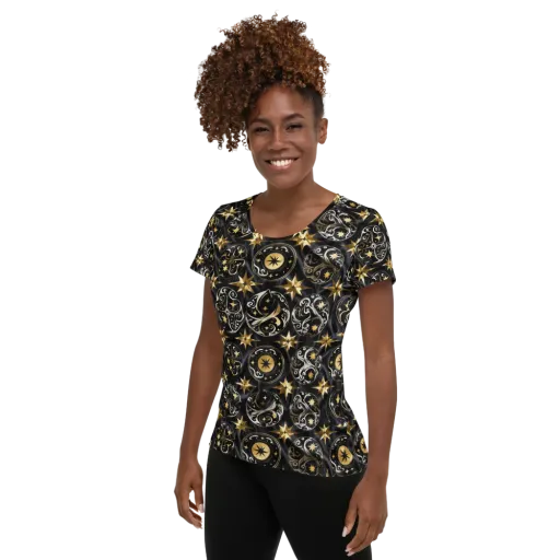 Midnight Compass on a Women's Athletic T-Shirt