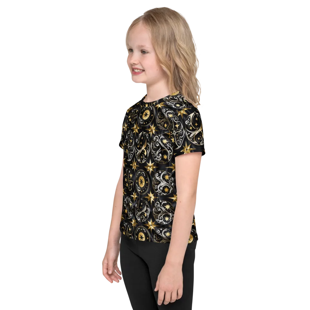Midnight Compass on Kids Crew Neck T-Shirt — Left