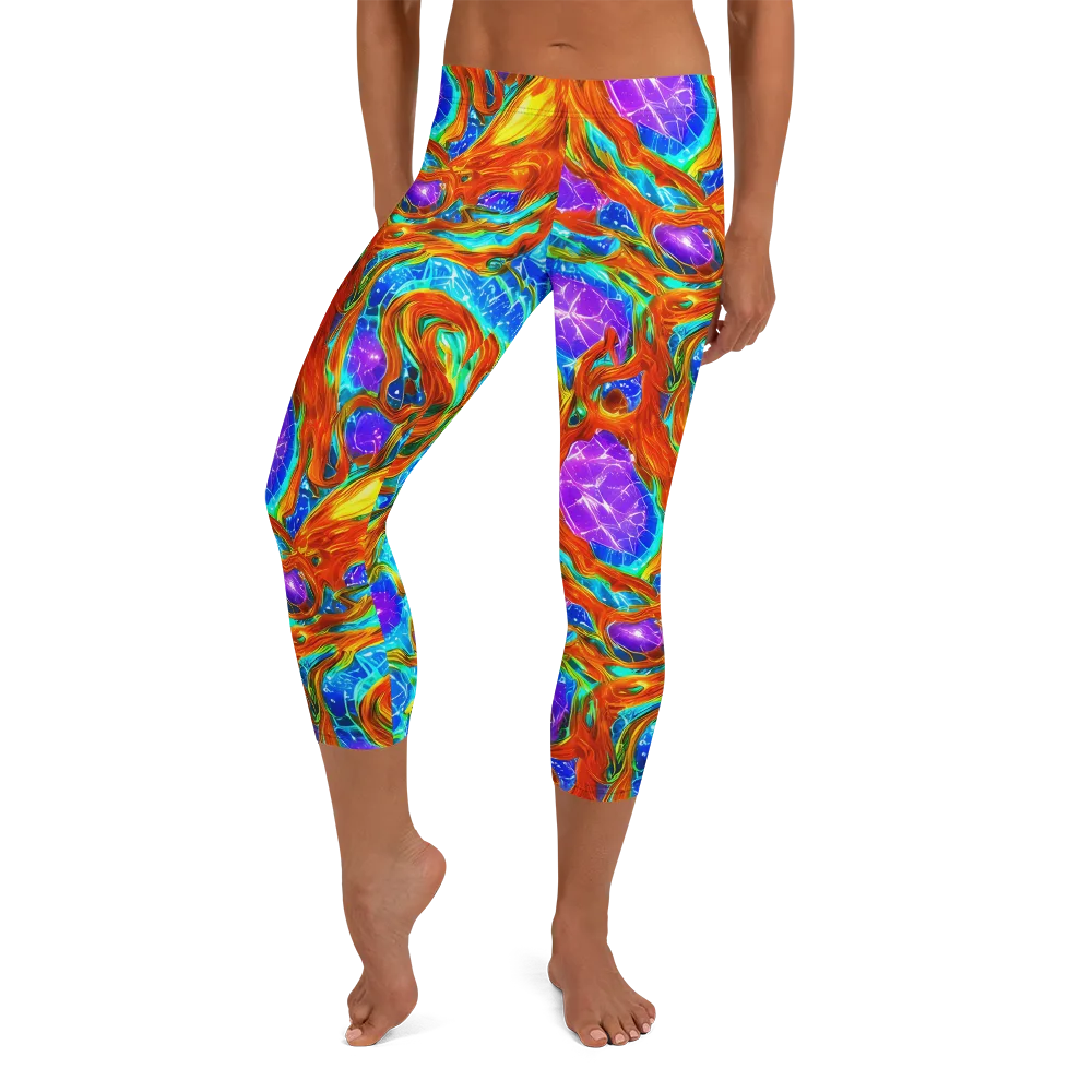 Prismatic Inferno on Capri Leggings — Front