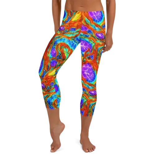 Prismatic Inferno on a Capri Leggings
