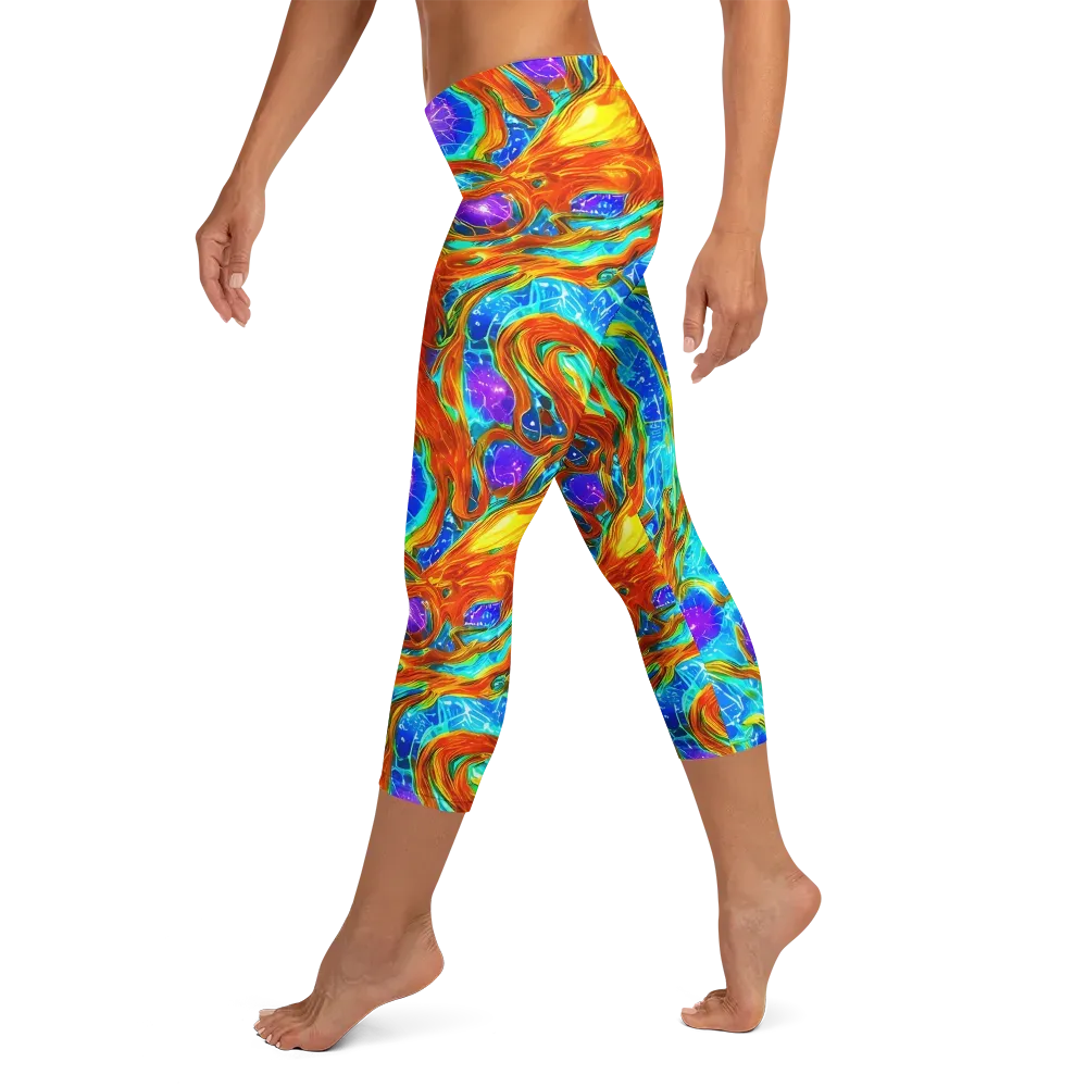 Prismatic Inferno on Capri Leggings — Left