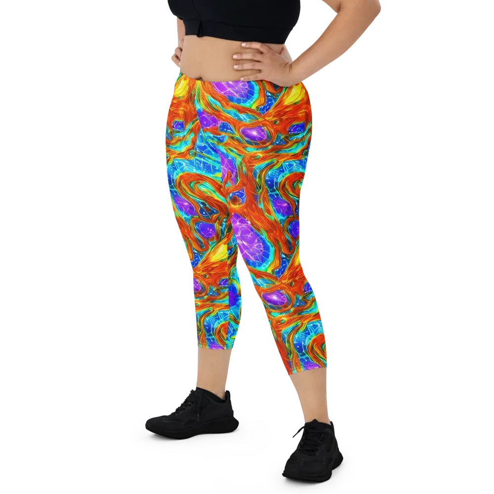 Prismatic Inferno on Capri Leggings — Front