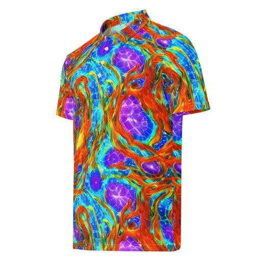 Prismatic Inferno on a Men's Slim Fit Polo Shirt