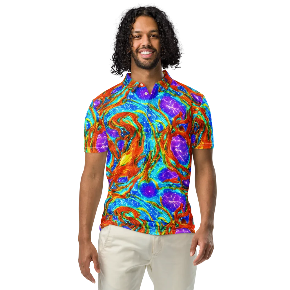 Prismatic Inferno on Men's Slim Fit Polo Shirt — Front