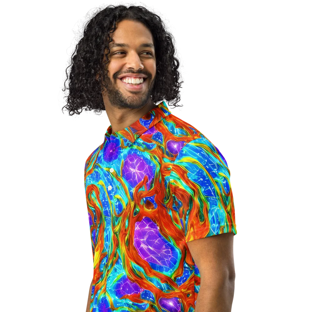 Prismatic Inferno on Men's Slim Fit Polo Shirt — Left Front