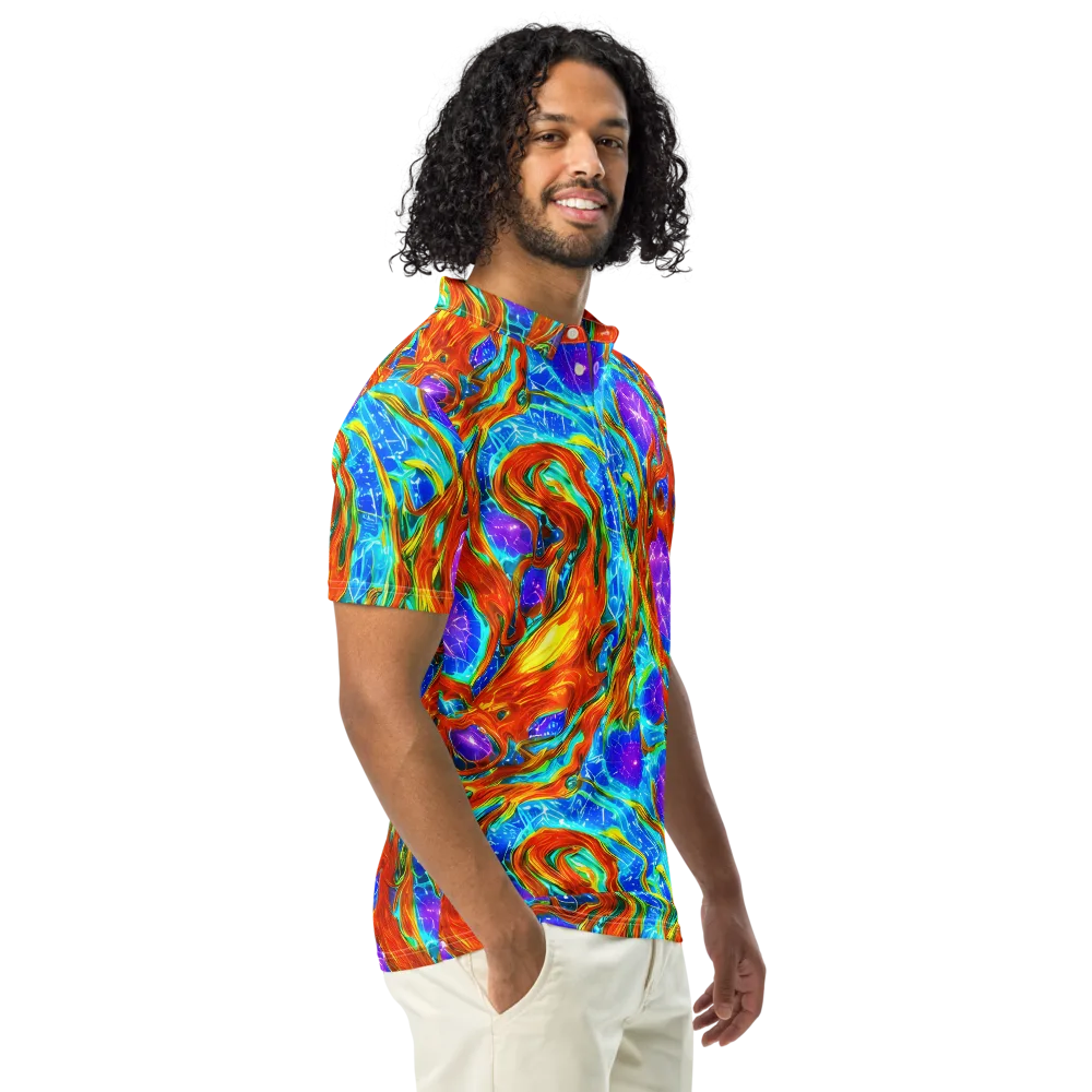 Prismatic Inferno on Men's Slim Fit Polo Shirt — Right Front
