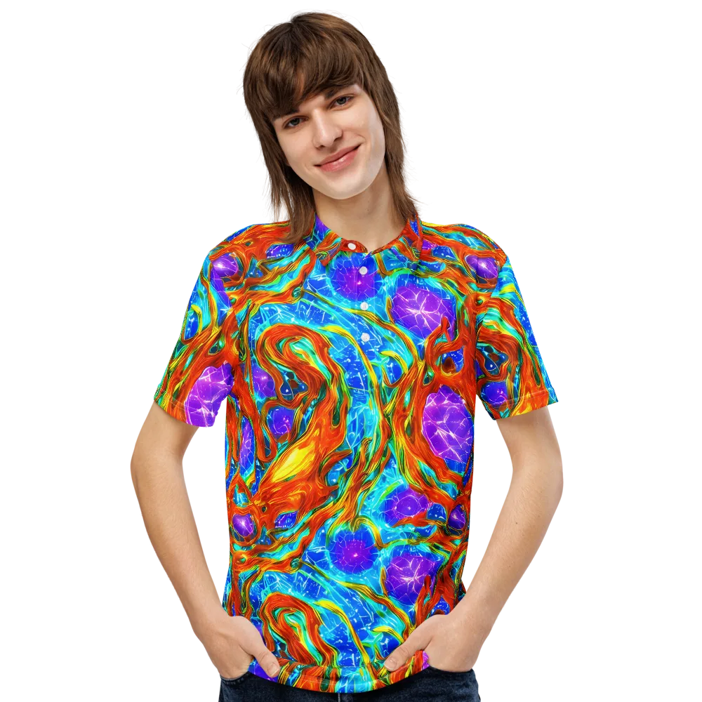 Prismatic Inferno on Men's Slim Fit Polo Shirt — Front