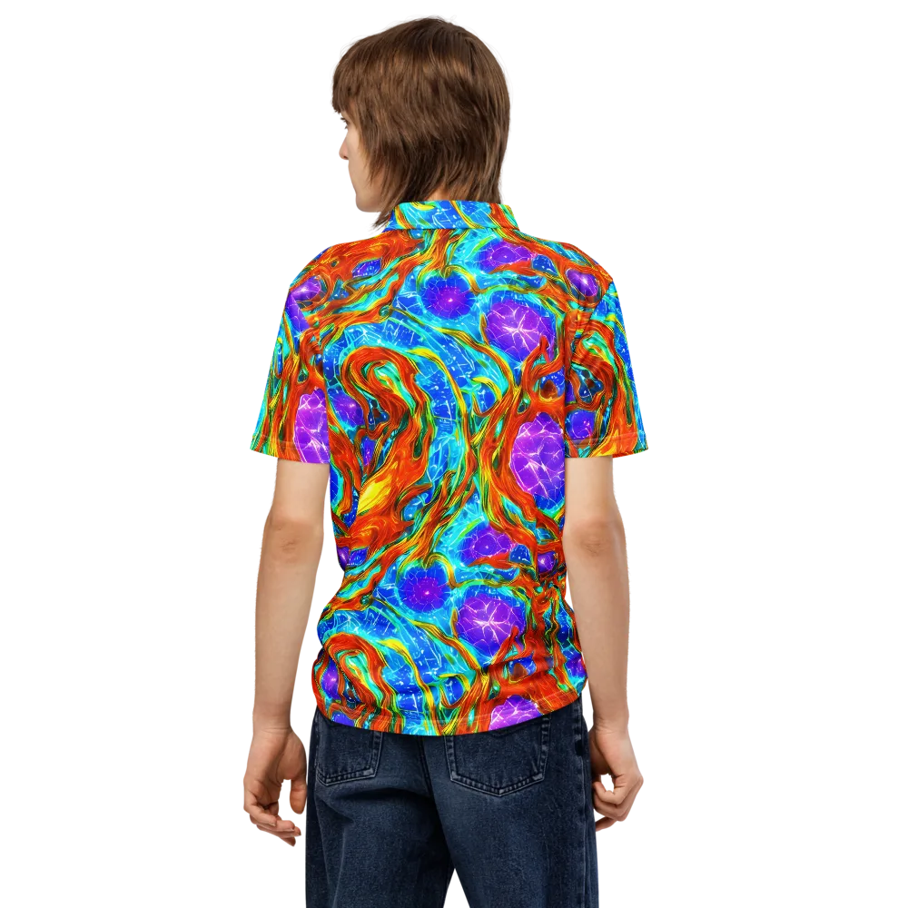 Prismatic Inferno on Men's Slim Fit Polo Shirt — Back