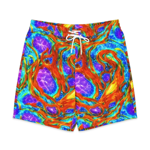 Prismatic Inferno on a Men's Board Shorts