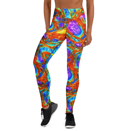 Prismatic Inferno on a Yoga Leggings