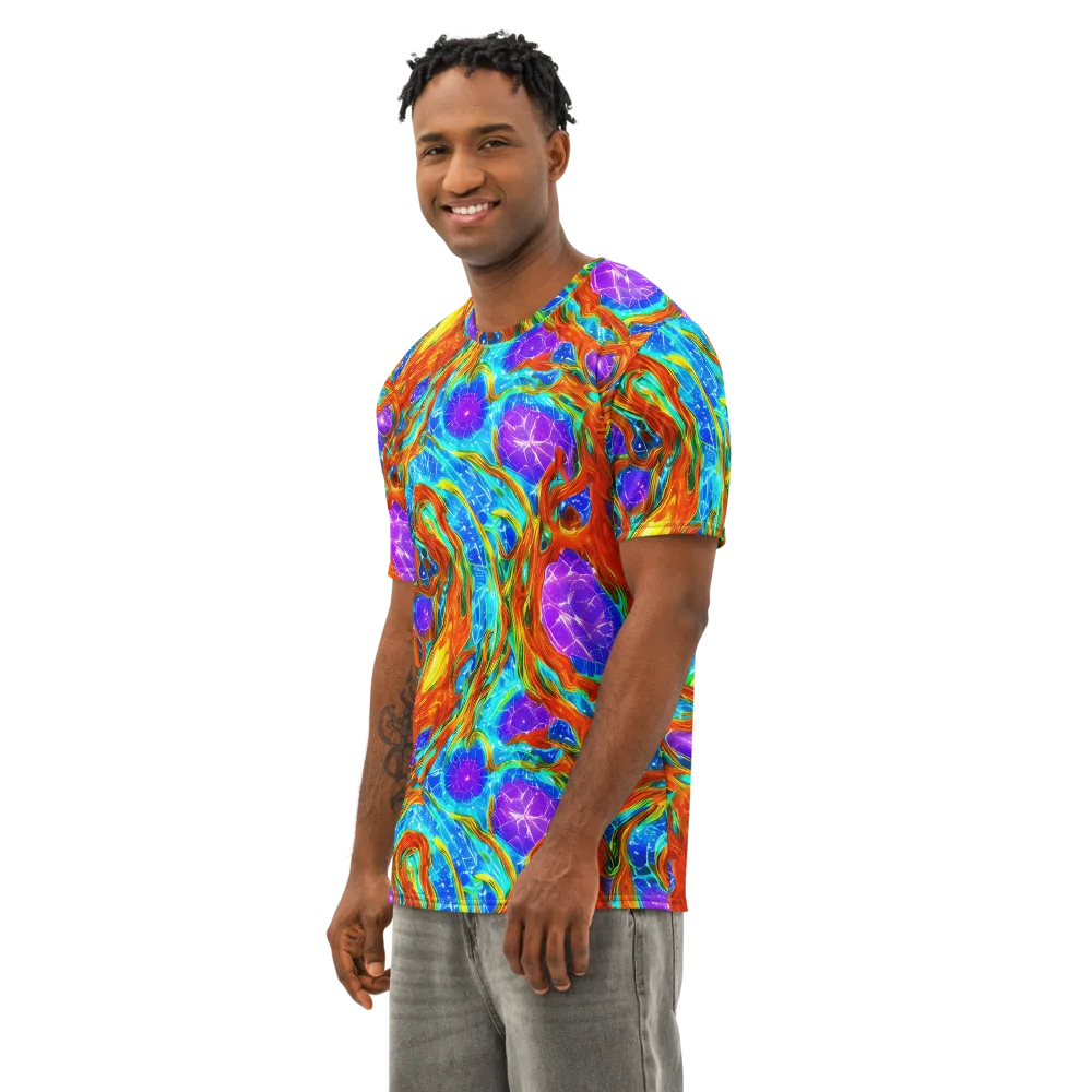 Prismatic Inferno on Men's Cotton Crew Neck T-Shirt — Left Front