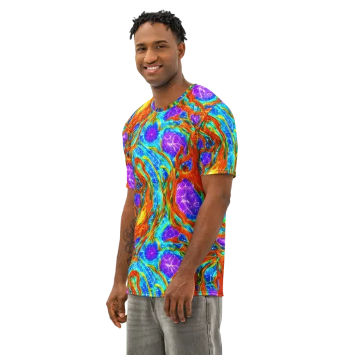 Prismatic Inferno on a Men's Cotton Crew Neck T-Shirt