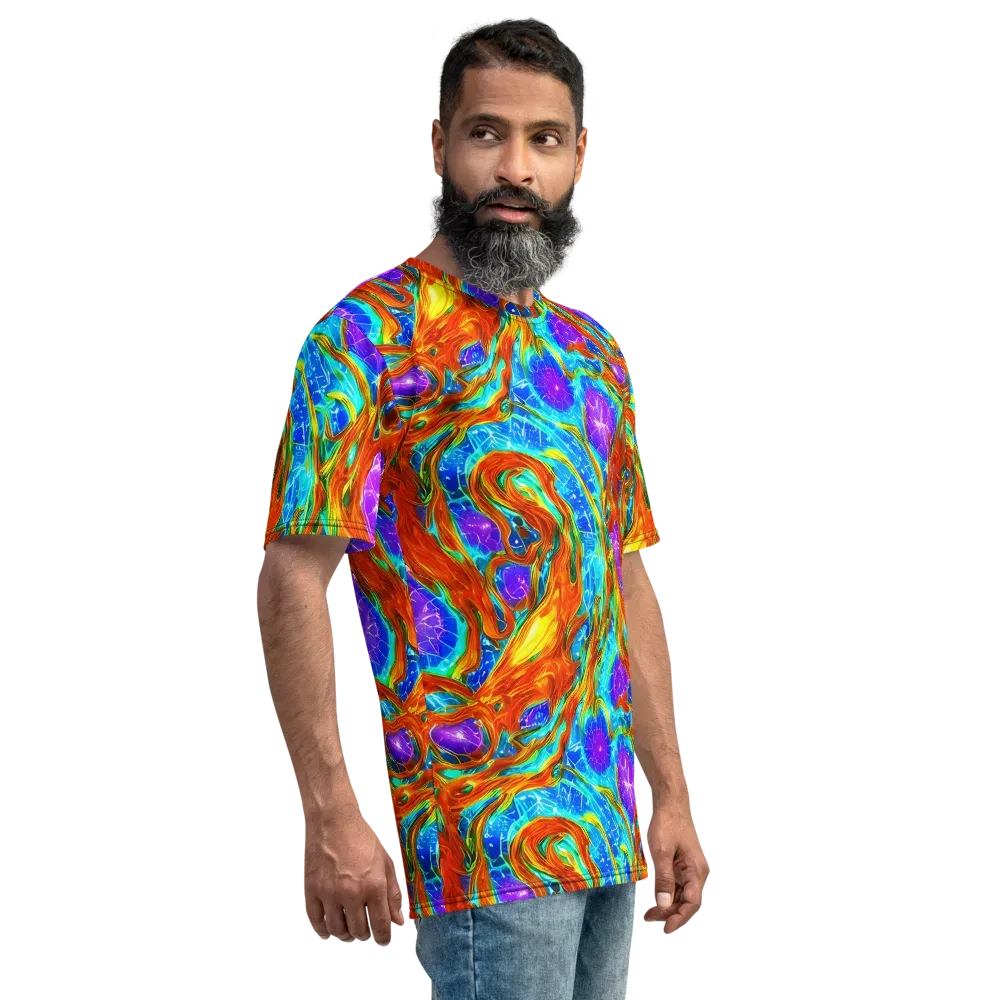 Prismatic Inferno on Men's Crew Neck T-Shirt — Right
