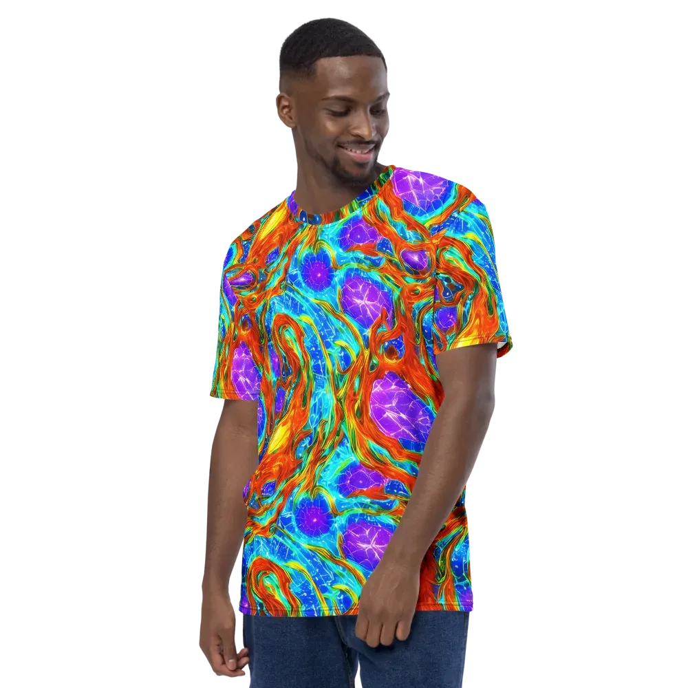 Prismatic Inferno on Men's Crew Neck T-Shirt — Left