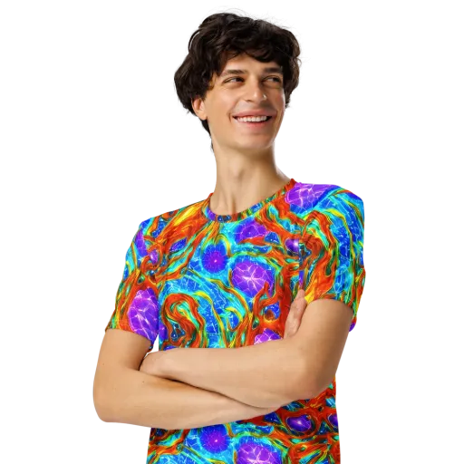 Prismatic Inferno on a Men's Crew Neck T-Shirt