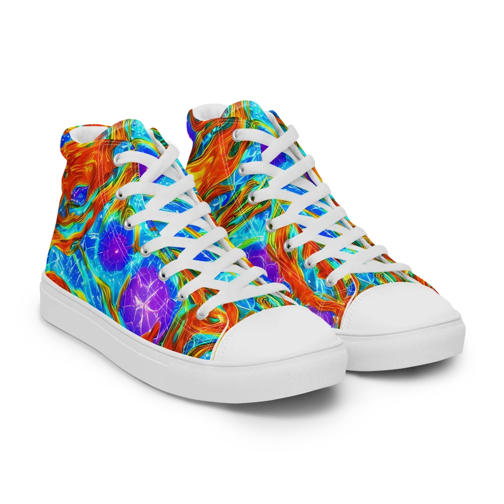 Prismatic Inferno on Men's High Top Canvas Shoes — Right Front