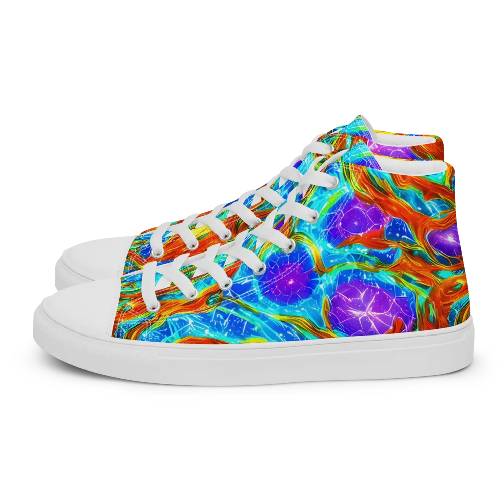 Prismatic Inferno on Men's High Top Canvas Shoes — Left